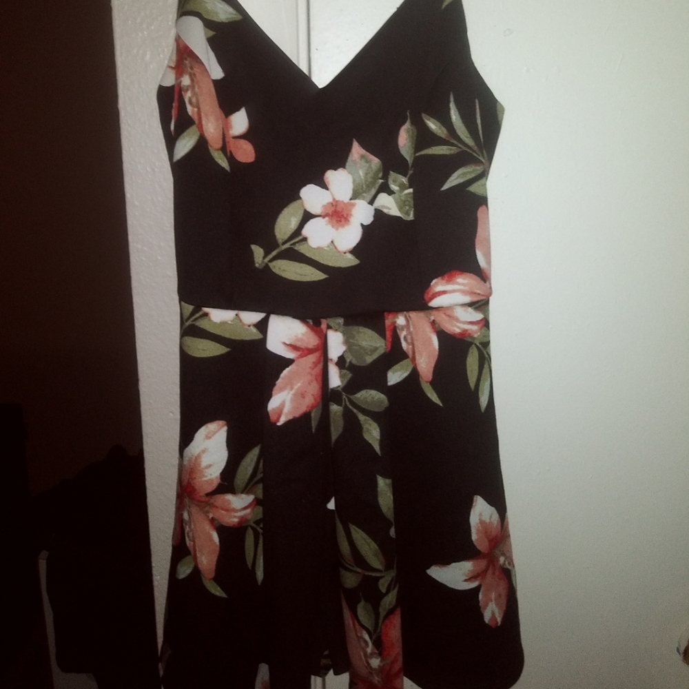 Black floral romper